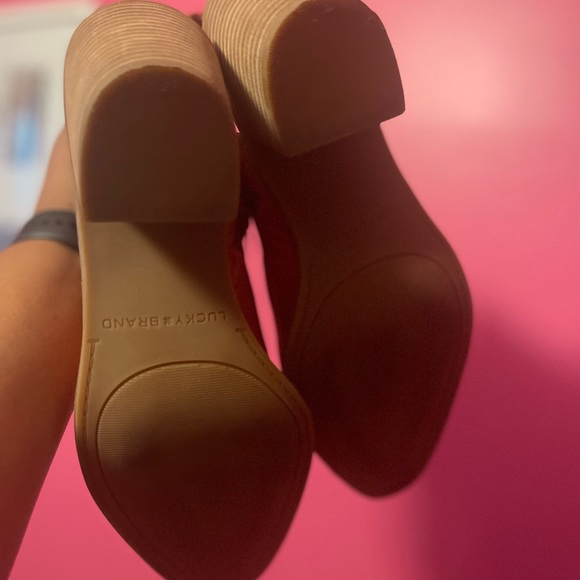 ♥️Size 10 - Lucky Brand Women's Shyna Open Back Block Heel Bootie (Rancho Red) - Picture 13 of 15